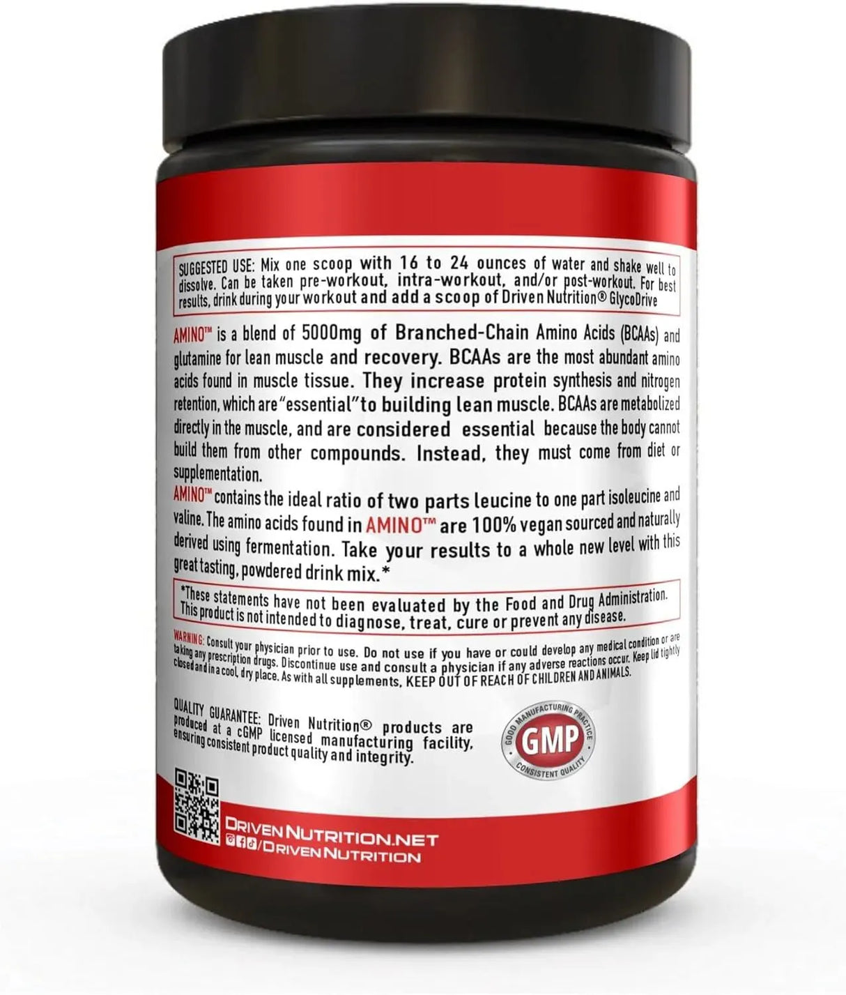 DRIVEN NUTRITION - Driven Nutrition Amino Branched-Chain Amino Acid with Glutamine 325Gr. - The Red Vitamin MX - Suplementos Alimenticios - {{ shop.shopifyCountryName }}