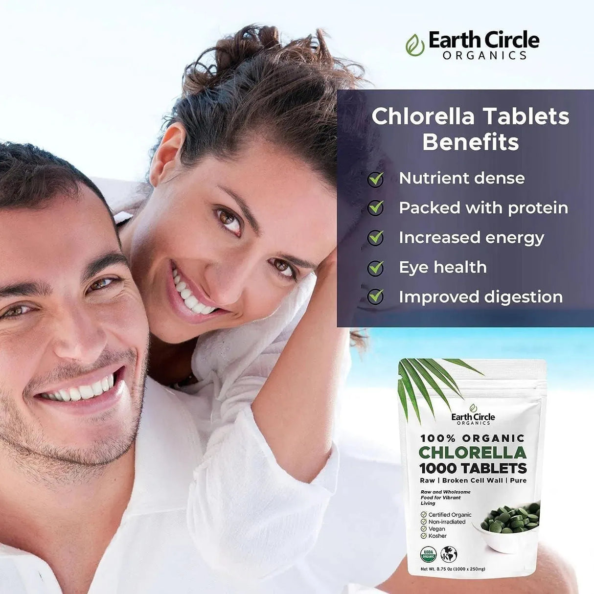 EARTH CIRCLE ORGANICS - Earth Circle Organics Premium Chlorella 1000 Tabletas - The Red Vitamin MX - Suplementos Alimenticios - {{ shop.shopifyCountryName }}