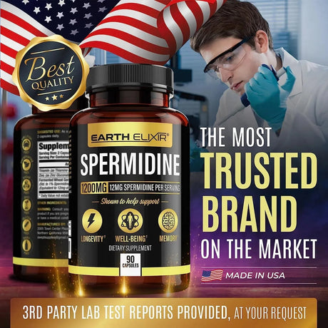 EARTH ELIXIR - Earth Elixir Spermidine Supplements 1200Mg. 90 Capsulas - The Red Vitamin MX - Suplementos Alimenticios - {{ shop.shopifyCountryName }}