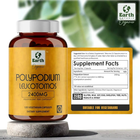 EARTH ORGANIC - Earth Organic Polypodium Leucotomos Extract 2400Mg. 120 Capsulas - The Red Vitamin MX - Suplementos Alimenticios - {{ shop.shopifyCountryName }}