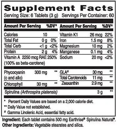 EARTHRISE - Earthrise Spirulina Natural 500Mg 360 Tabletas - The Red Vitamin MX - Suplementos Alimenticios - {{ shop.shopifyCountryName }}