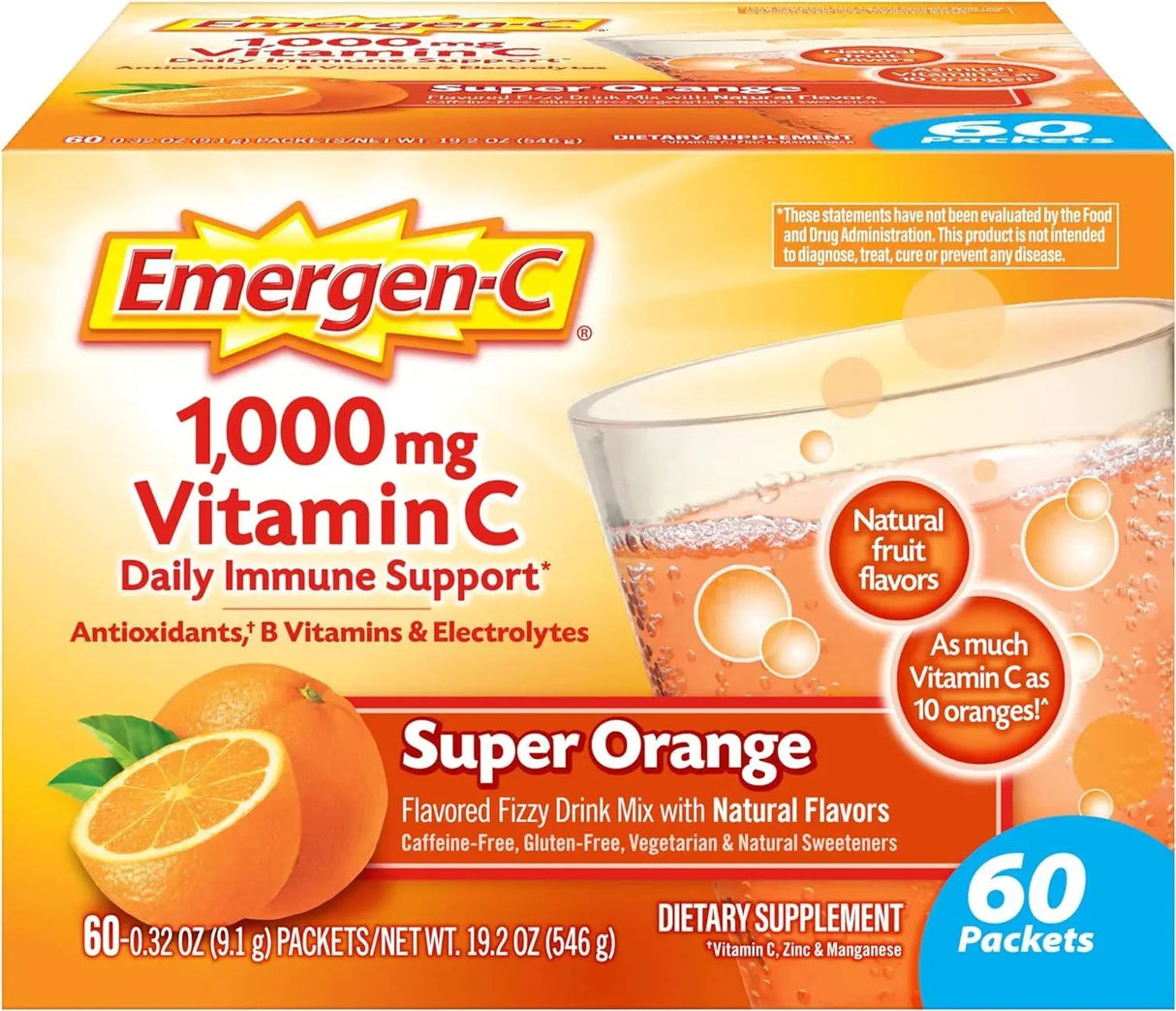 EMERGEN-C - Emergen-C 1000Mg. Vitamin C Powder for Daily Immune Support 60 Paquetes - The Red Vitamin MX - Suplementos Alimenticios - {{ shop.shopifyCountryName }}