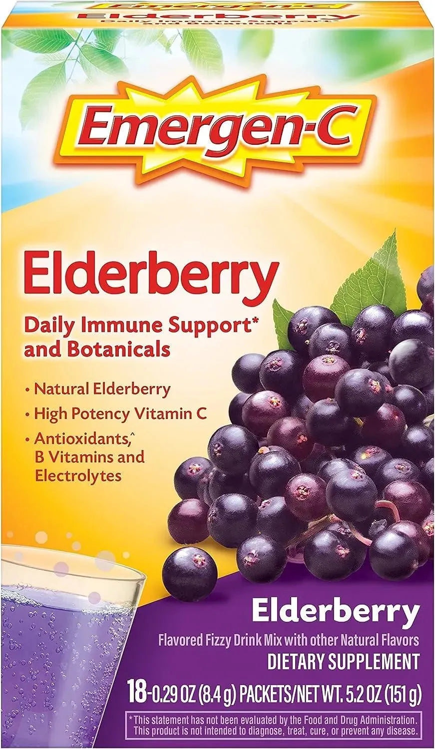 EMERGEN-C - Emergen-C Elderberry Fizzy Drink Mix 18 Pack - The Red Vitamin MX - Suplementos Alimenticios - {{ shop.shopifyCountryName }}