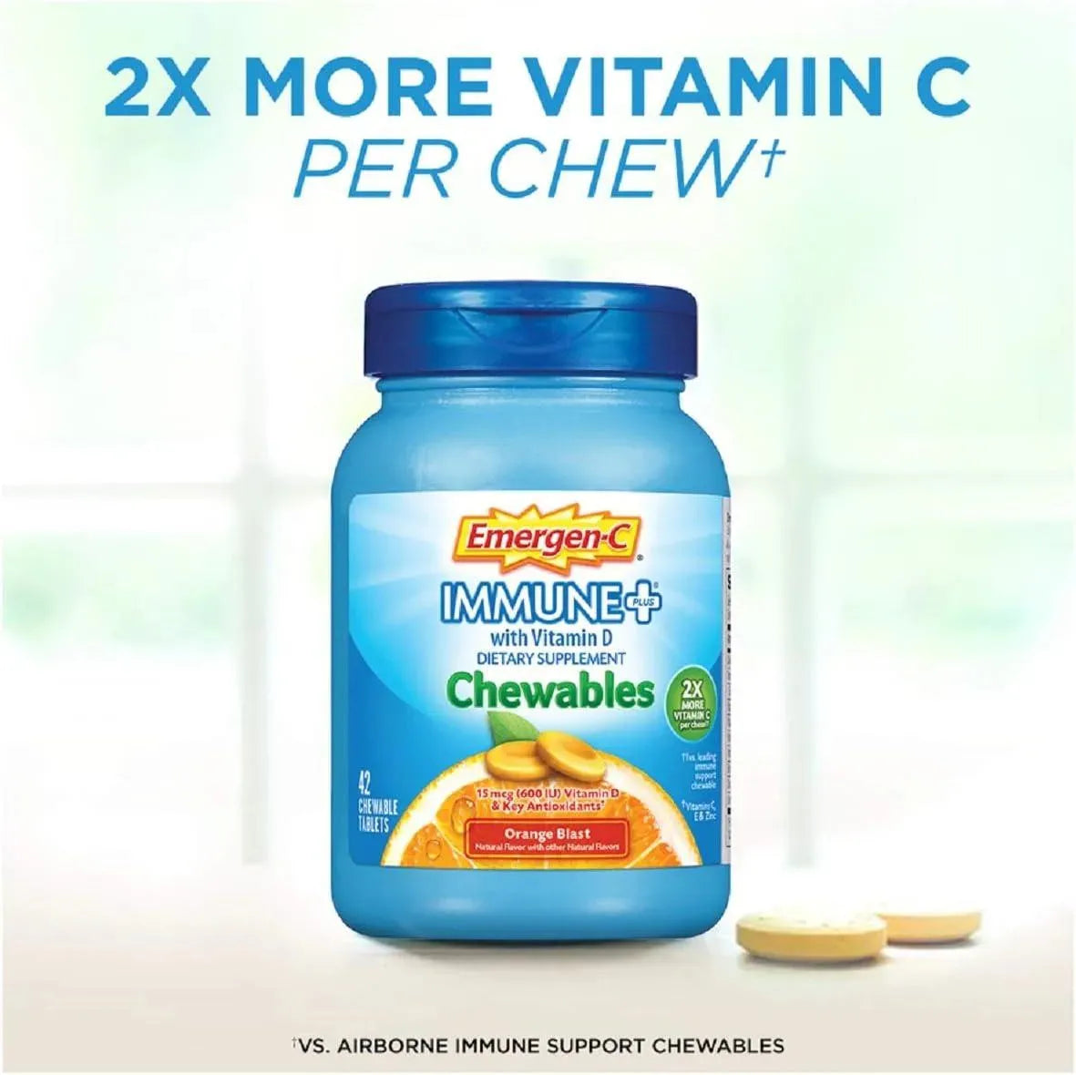EMERGEN-C - Emergen-C Immune+ Chewables 1000Mg. Vitamin C with Vitamin D 42 Tabletas Masticables - The Red Vitamin MX - Suplementos Alimenticios - {{ shop.shopifyCountryName }}