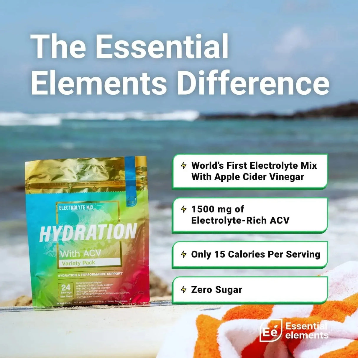 ESSENTIAL ELEMENTS - Essential Elements Hydration Powder Packets Variety Pack 24 Paquetes - The Red Vitamin MX - Suplementos Alimenticios - {{ shop.shopifyCountryName }}