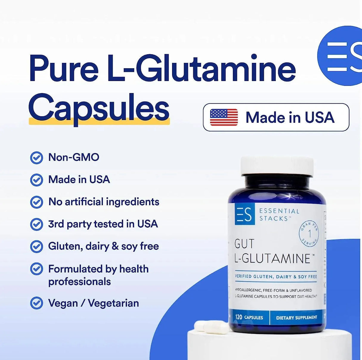 ESSENTIAL STACKS - Essential Stacks Gut L-Glutamine Capsules 1000Mg. 120 Capsulas - The Red Vitamin MX - Suplementos Alimenticios - {{ shop.shopifyCountryName }}