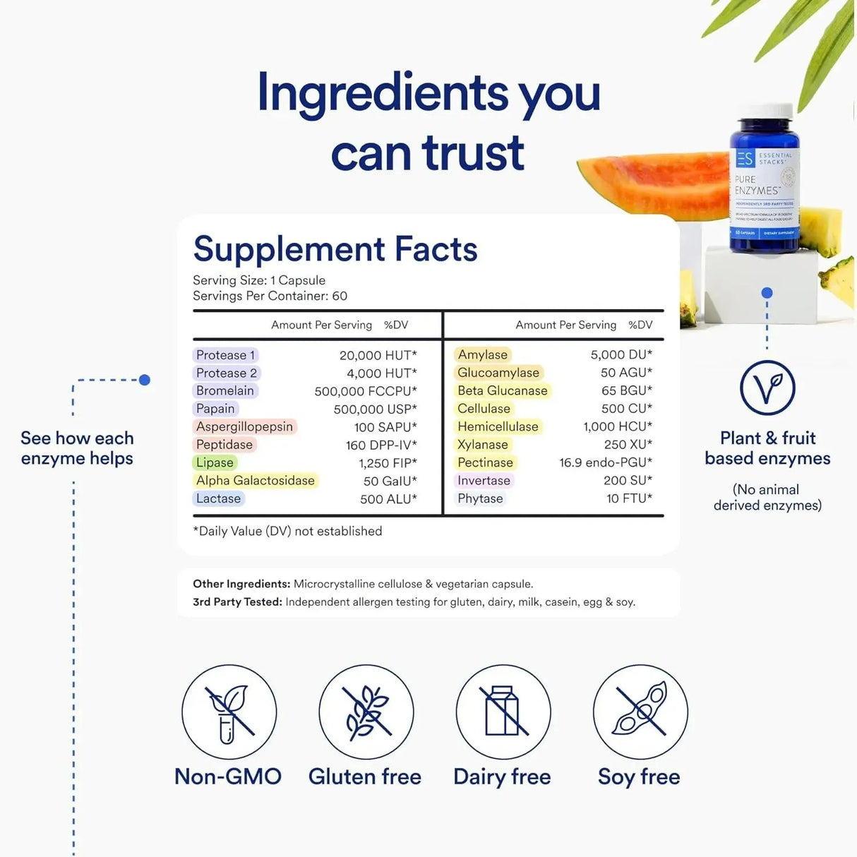 ESSENTIAL STACKS - Essential Stacks Pure Digestive Enzymes 60 Capsulas - The Red Vitamin MX - Suplementos Alimenticios - {{ shop.shopifyCountryName }}