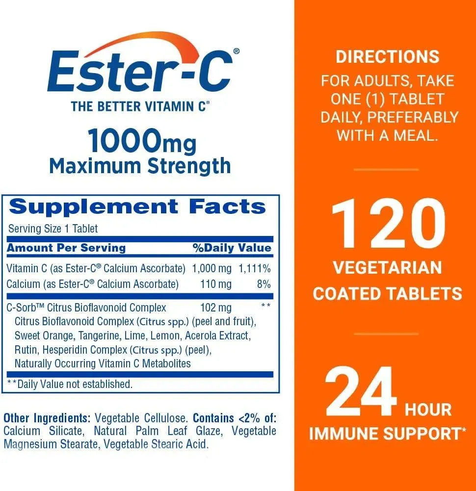 ESTER-C - Ester-C Vitamin C 1000Mg. 120 Tabletas - The Red Vitamin MX - Suplementos Alimenticios - {{ shop.shopifyCountryName }}