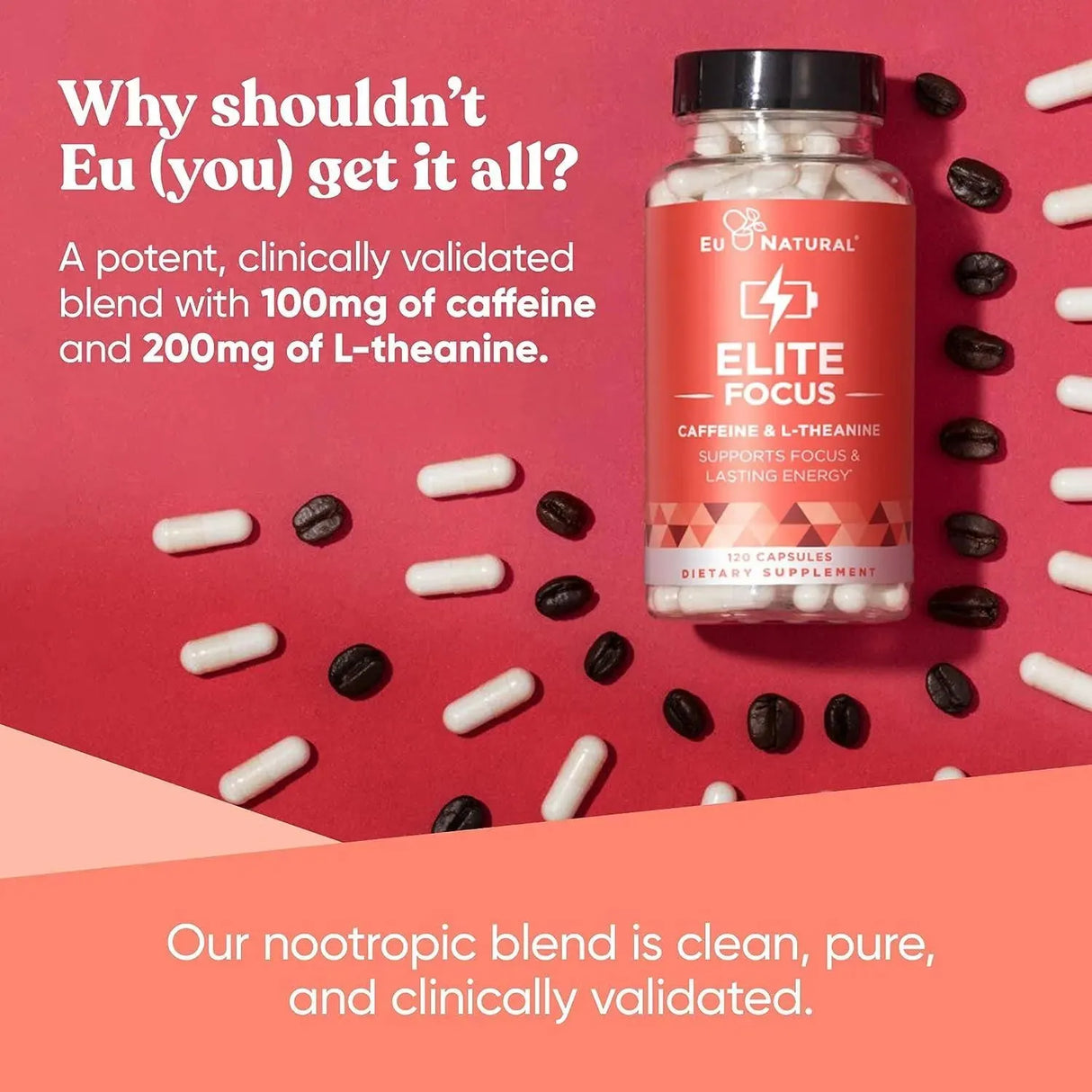 EU NATURAL - Eu Natural Elite Caffeine with L-Theanine 120 Capsulas - The Red Vitamin MX - Suplementos Alimenticios - {{ shop.shopifyCountryName }}