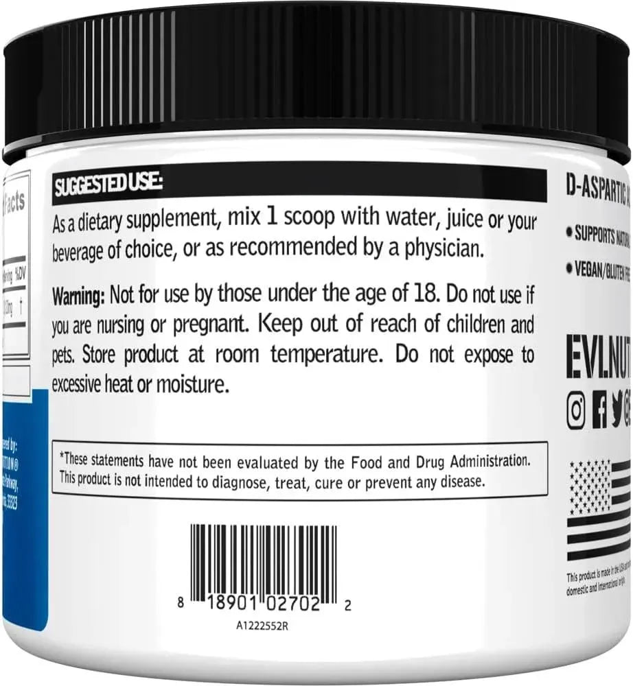 EVLUTION - Evlution D Aspartic Acid Testosterone Booster for Men 94Gr. - The Red Vitamin MX - Suplementos Alimenticios - {{ shop.shopifyCountryName }}