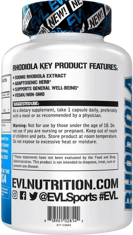 EVLUTION - Evlution Herbal Adaptogen Rhodiola Rosea 500Mg. 30 Capsulas - The Red Vitamin MX - Suplementos Alimenticios - {{ shop.shopifyCountryName }}