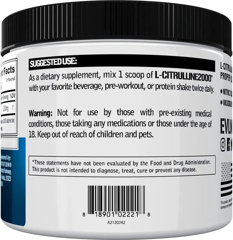 EVLUTION - Evlution L-Citrulline2000 Nitric Oxide Pre Workout Powder 200Gr. - The Red Vitamin MX - Suplementos Alimenticios - {{ shop.shopifyCountryName }}