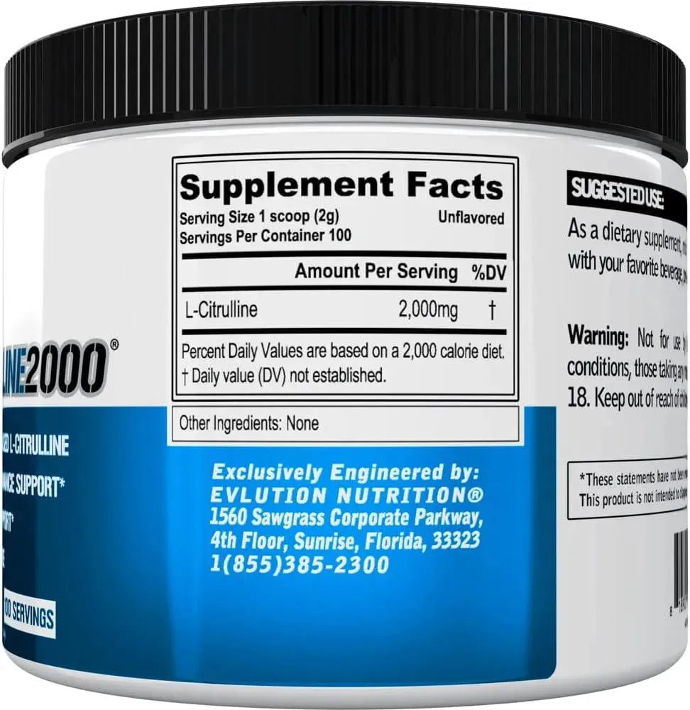 EVLUTION - Evlution L-Citrulline2000 Nitric Oxide Pre Workout Powder 200Gr. - The Red Vitamin MX - Suplementos Alimenticios - {{ shop.shopifyCountryName }}