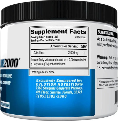 EVLUTION - Evlution L-Citrulline2000 Nitric Oxide Pre Workout Powder 200Gr. - The Red Vitamin MX - Suplementos Alimenticios - {{ shop.shopifyCountryName }}
