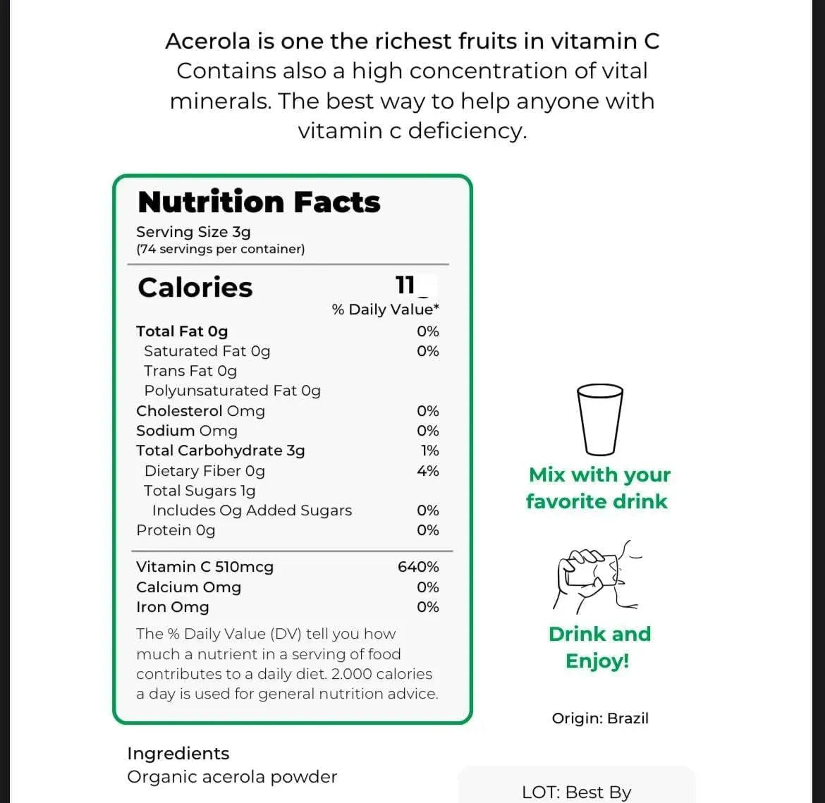 F&B SUPERFOODS - f&b superfoods Pure Organic Acerola Cherry Powder 226Gr. - The Red Vitamin MX - Suplementos Alimenticios - {{ shop.shopifyCountryName }}