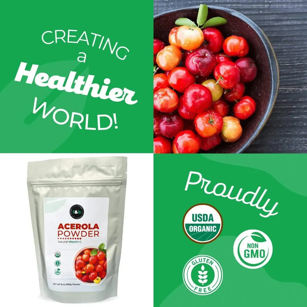 F&B SUPERFOODS - f&b superfoods Pure Organic Acerola Cherry Powder 226Gr. - The Red Vitamin MX - Suplementos Alimenticios - {{ shop.shopifyCountryName }}