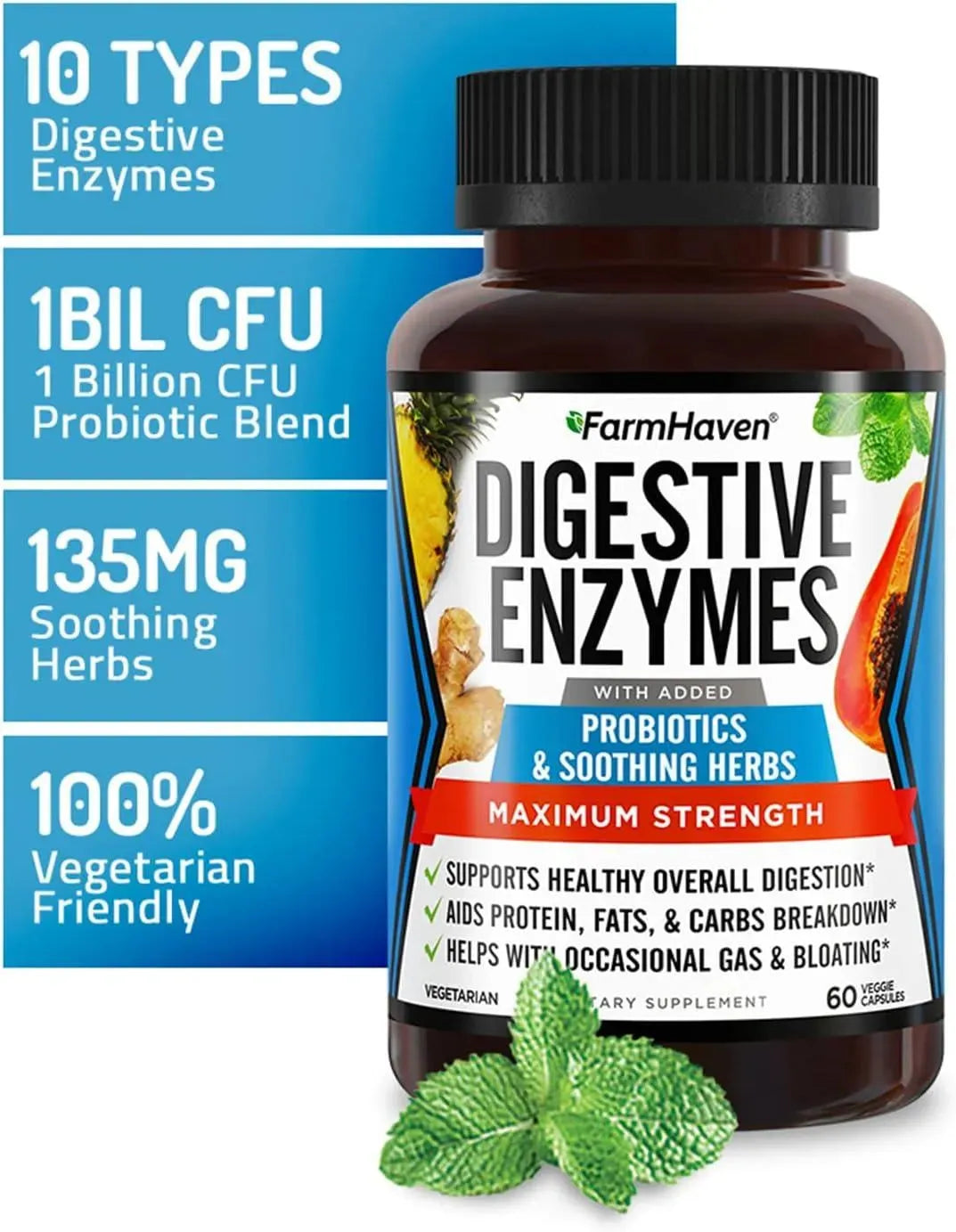 FARMHAVEN - FarmHaven Digestive Enzymes 60 Capsulas - The Red Vitamin MX - Suplementos Alimenticios - {{ shop.shopifyCountryName }}