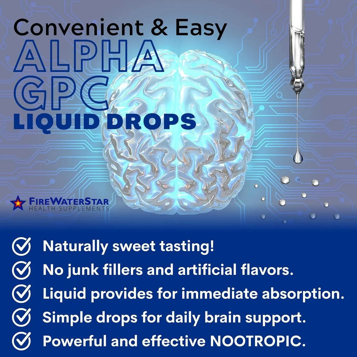 FIREWATERSTAR HEALTH SUPPLEMENTS - FireWaterStar Health Alpha GPC Liquid Drops 60Ml. - The Red Vitamin MX - Suplementos Alimenticios - {{ shop.shopifyCountryName }}