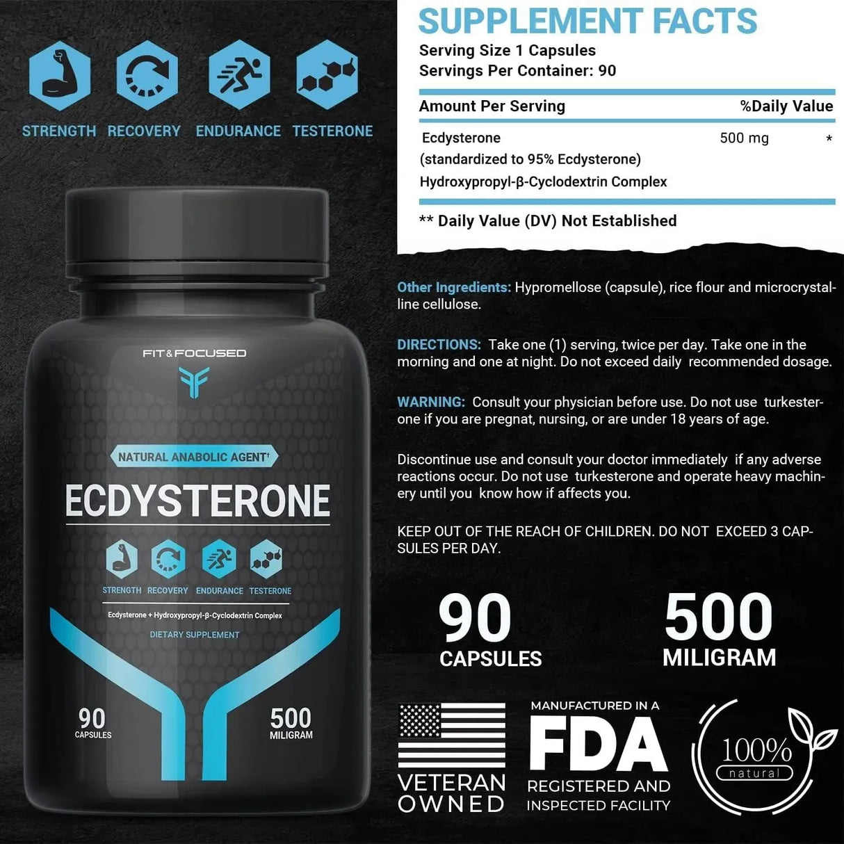 FIT AND FOCUSED - Fit and Focused Ecdysterone 500Mg. 90 Capsulas - The Red Vitamin MX - Suplementos Alimenticios - {{ shop.shopifyCountryName }}