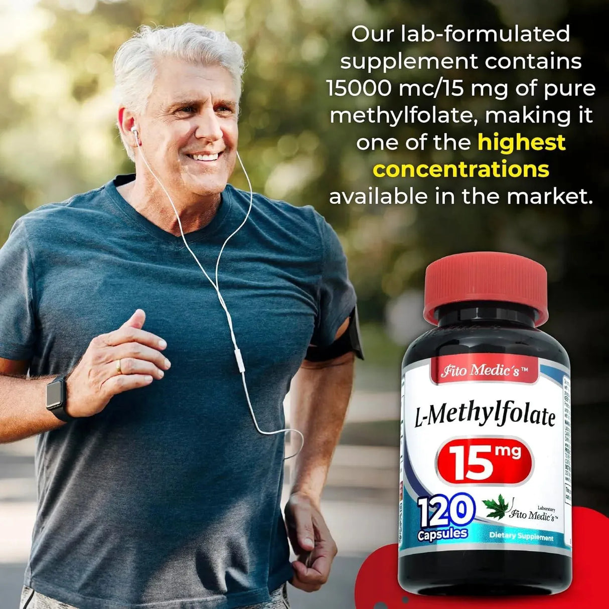 FITO MEDIC´S - FITO MEDIC'S Lab Methylfolate 15Mg. 120 Capsulas - The Red Vitamin MX - Suplementos Alimenticios - {{ shop.shopifyCountryName }}