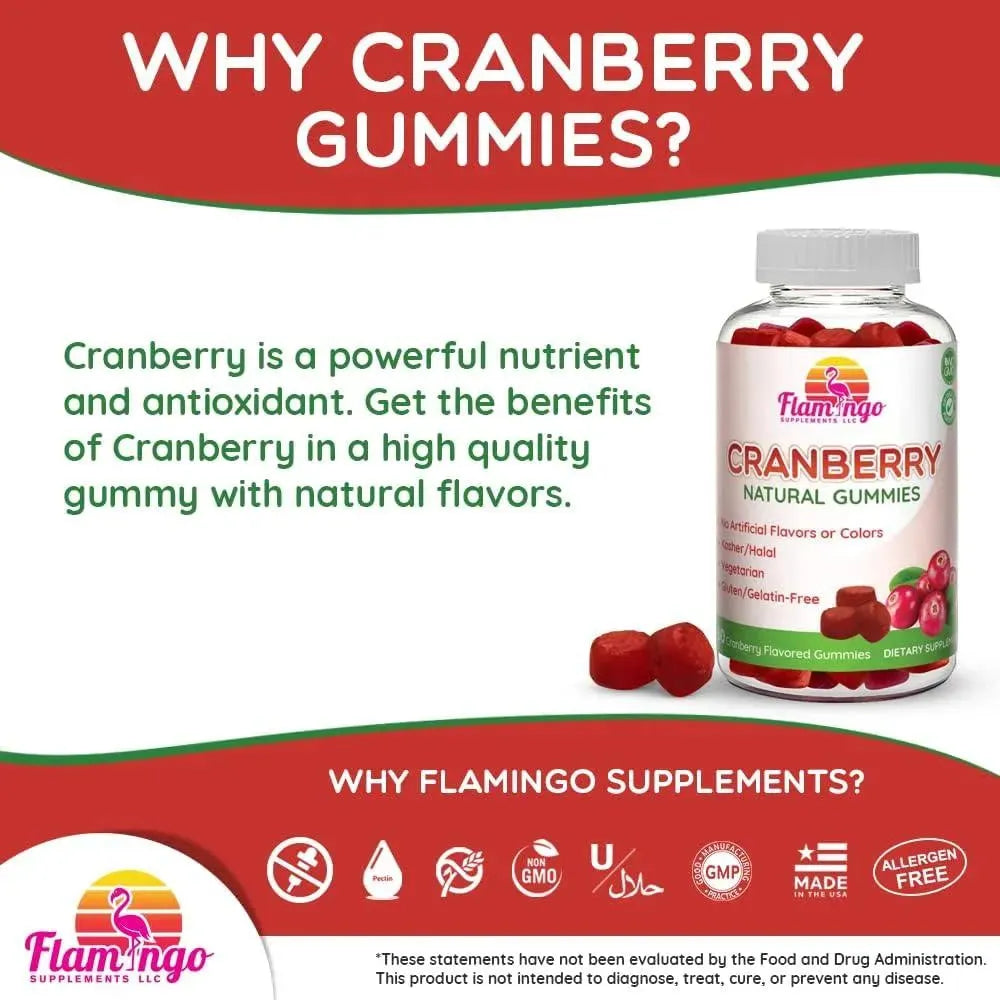 FLAMINGO SUPPLEMENTS - Flamingo Supplements Cranberry Gummies 1000Mg. 60 Capsulas - The Red Vitamin MX - Suplementos Alimenticios - {{ shop.shopifyCountryName }}