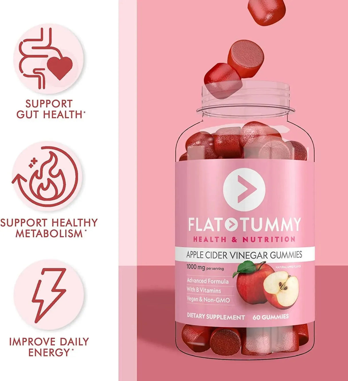FLAT TUMMY - Flat Tummy Apple Cider Vinegar Gummies 60 Gomitas - The Red Vitamin MX - Suplementos Alimenticios - {{ shop.shopifyCountryName }}