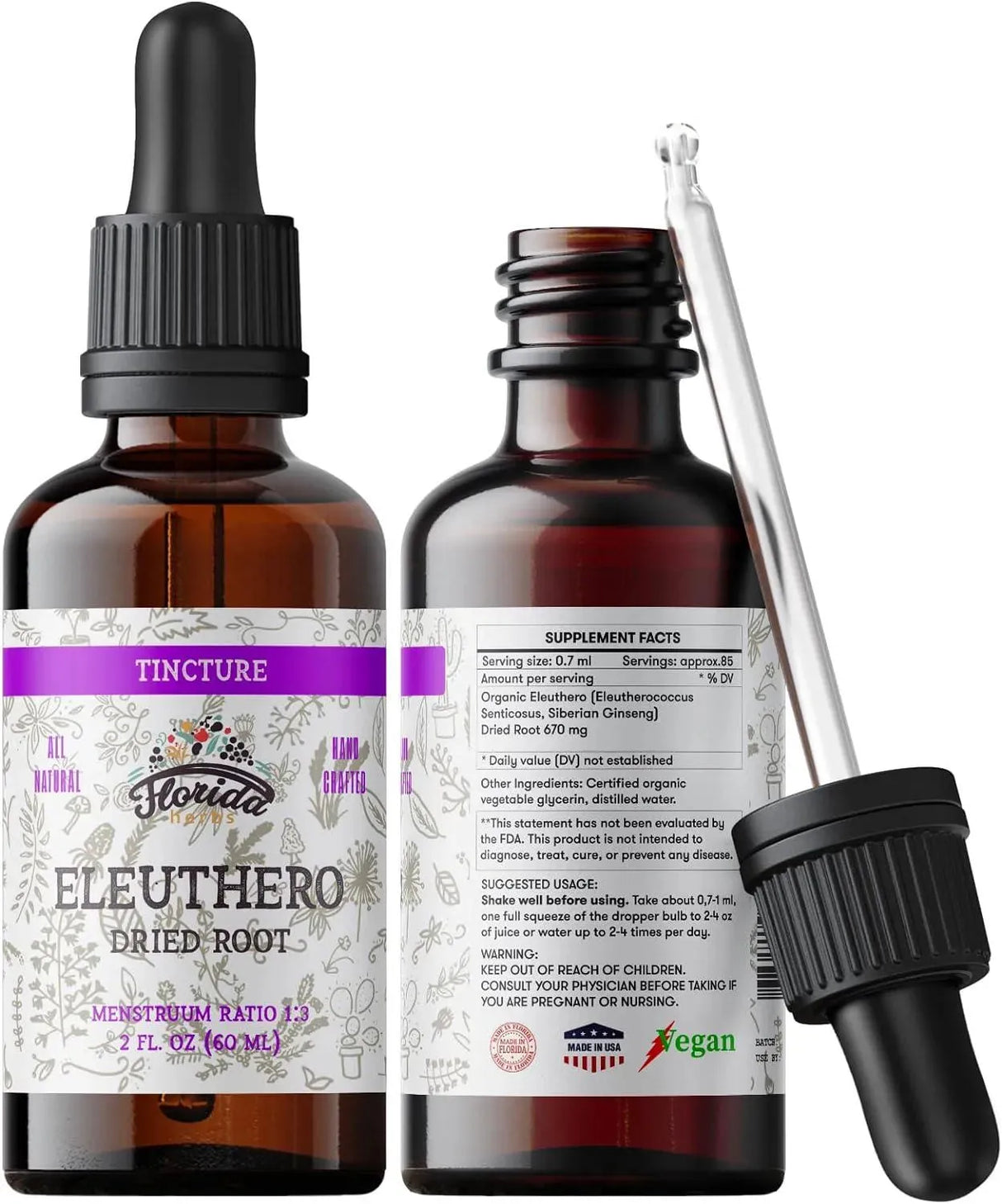 FLORIDA HERBS - Florida Herbs Eleuthero Tincture 60Ml. - The Red Vitamin MX - Suplementos Alimenticios - {{ shop.shopifyCountryName }}