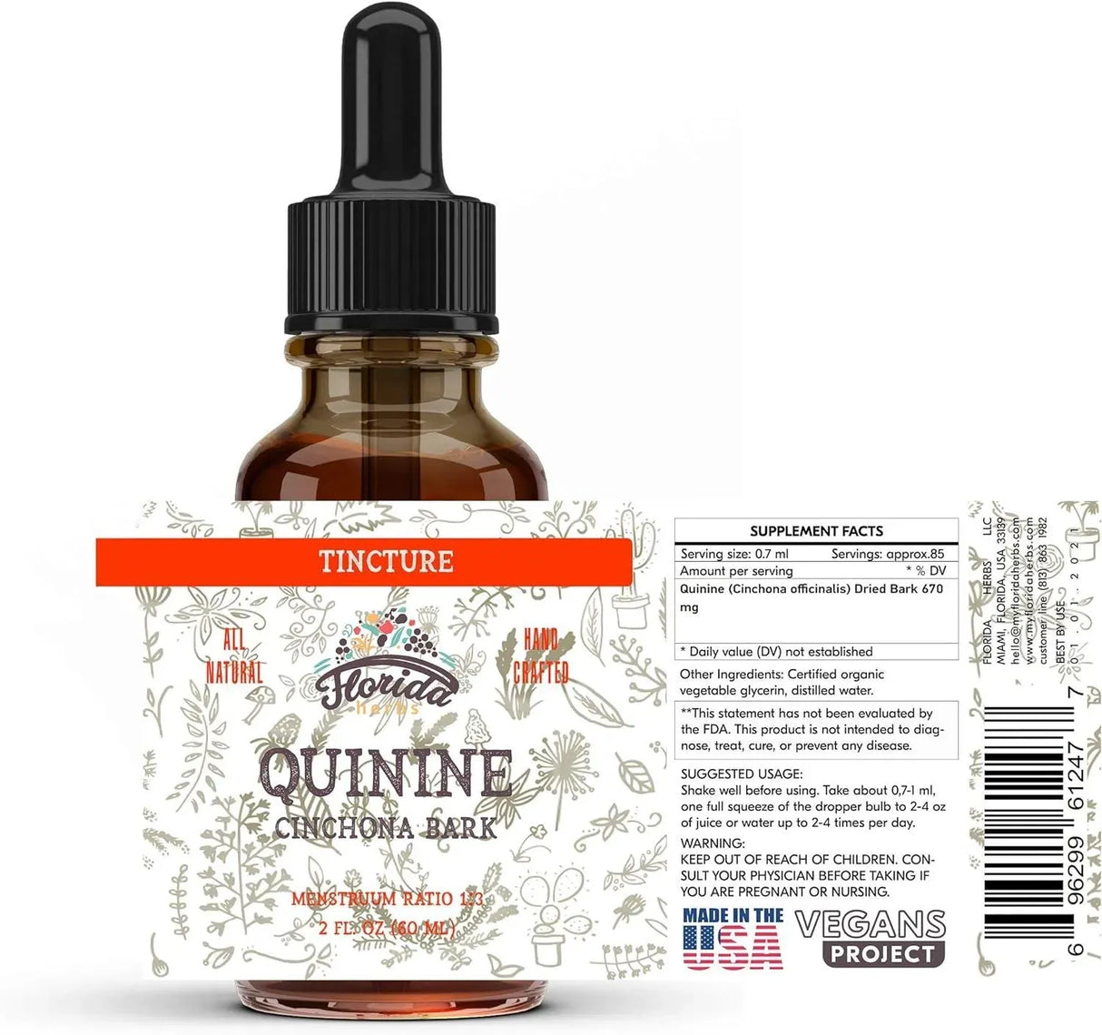 FLORIDA HERBS - Florida Herbs Quinine Tincture Extract 120Ml. - The Red Vitamin MX - Suplementos Alimenticios - {{ shop.shopifyCountryName }}