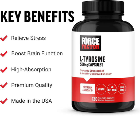FORCE FACTOR - FORCE FACTOR L Tyrosine 500Mg. 120 Capsulas - The Red Vitamin MX - Suplementos Alimenticios - {{ shop.shopifyCountryName }}