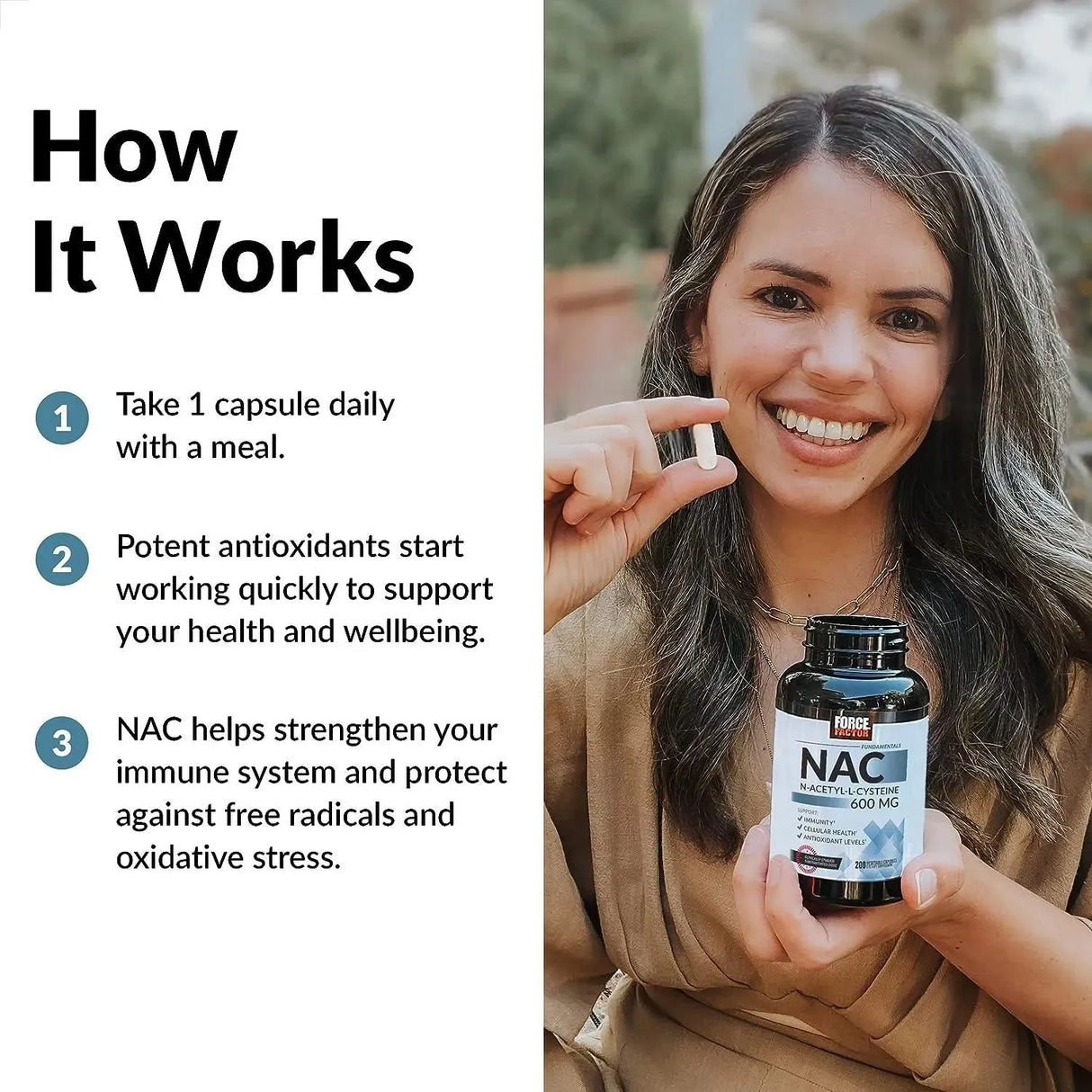 FORCE FACTOR - Force Factor NAC Supplement N-Acetyl Cysteine 600Mg. 200 Capsulas - The Red Vitamin MX - Suplementos Alimenticios - {{ shop.shopifyCountryName }}