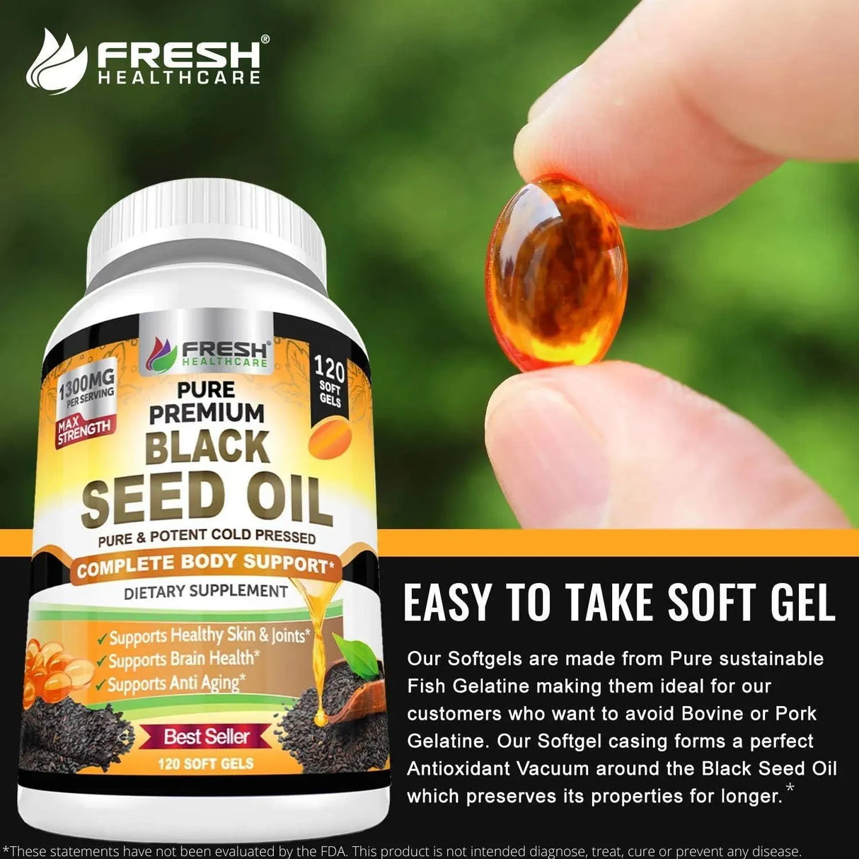 FRESH HEALTHCARE - Fresh Healthcare Black Seed Oil Capsules Cold Pressed 1300Mg. 120 Capsulas - The Red Vitamin MX - Suplementos Alimenticios - {{ shop.shopifyCountryName }}