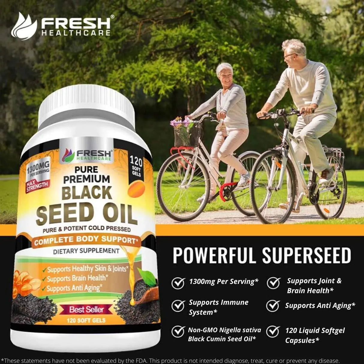 FRESH HEALTHCARE - Fresh Healthcare Black Seed Oil Capsules Cold Pressed 1300Mg. 120 Capsulas - The Red Vitamin MX - Suplementos Alimenticios - {{ shop.shopifyCountryName }}