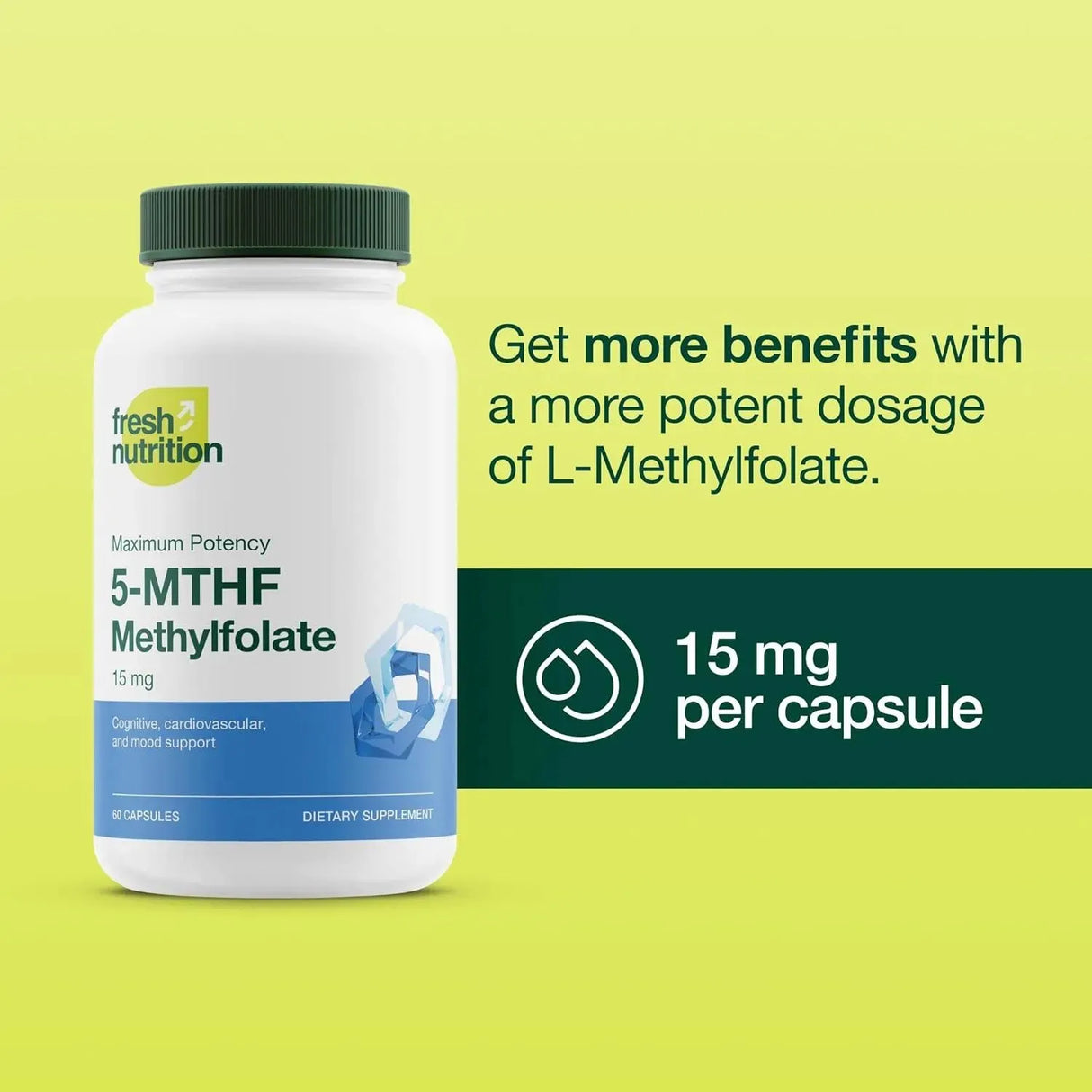 FRESH NUTRITION - Fresh Nutrition L Methylfolate 15Mg. 60 Capsulas - The Red Vitamin MX - Suplementos Alimenticios - {{ shop.shopifyCountryName }}