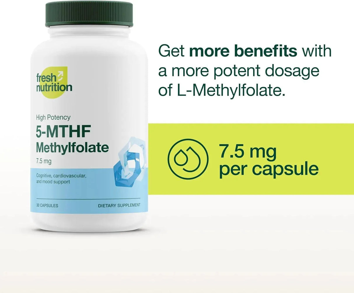 FRESH NUTRITION - Fresh Nutrition L Methylfolate 7.5Mg. 30 Capsulas - The Red Vitamin MX - Suplementos Alimenticios - {{ shop.shopifyCountryName }}