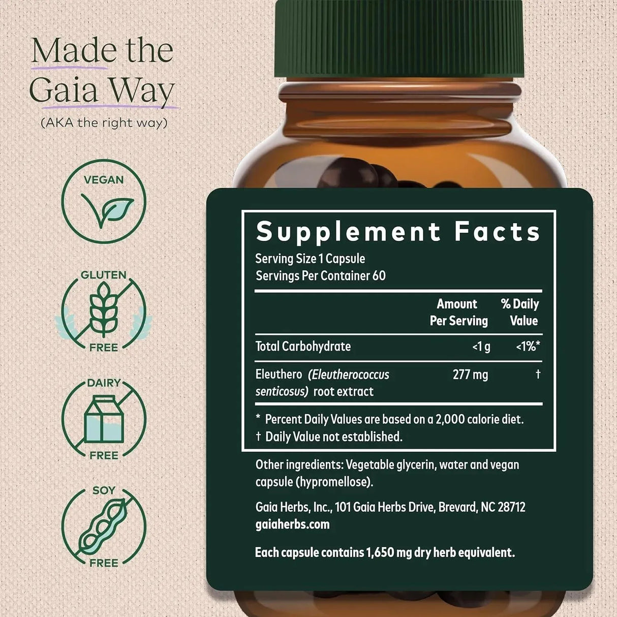GAIA HERBS - Gaia Herbs Eleuthero Root 60 Capsulas - The Red Vitamin MX - Suplementos Alimenticios - {{ shop.shopifyCountryName }}