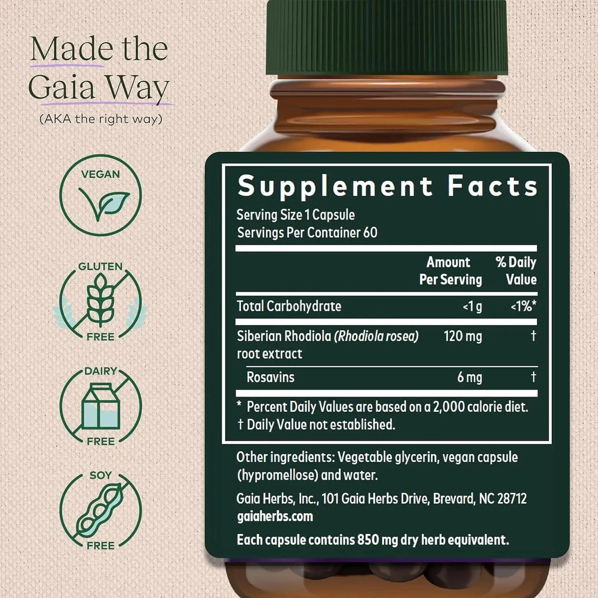 GAIA HERBS - Gaia Herbs Rhodiola Rosea 60 Capsulas - The Red Vitamin MX - Suplementos Alimenticios - {{ shop.shopifyCountryName }}