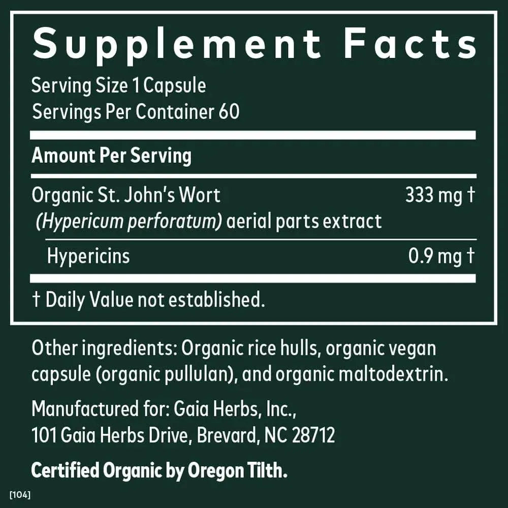 GAIA HERBS - Gaia Herbs St. John's Wort 60 Capsulas - The Red Vitamin MX - Suplementos Alimenticios - {{ shop.shopifyCountryName }}