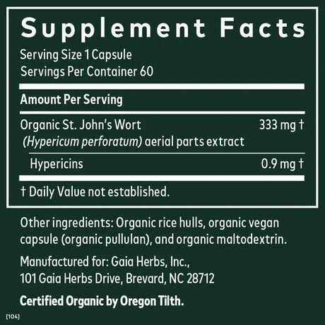 GAIA HERBS - Gaia Herbs St. John's Wort 60 Capsulas - The Red Vitamin MX - Suplementos Alimenticios - {{ shop.shopifyCountryName }}