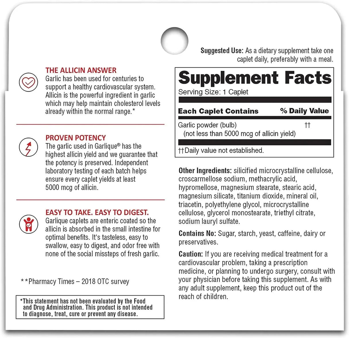 GARLIQUE - Garlique Garlic Extract Healthy Cholesterol Formula 60 Tabletas - The Red Vitamin MX - Suplementos Alimenticios - {{ shop.shopifyCountryName }}