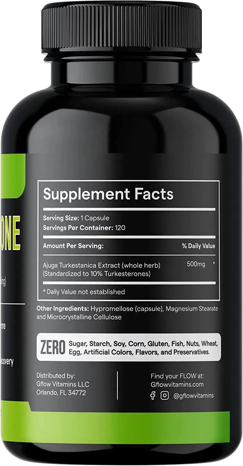GFLOW VITAMINS - Gflow Turkesterone 500Mg. 120 Capsulas - The Red Vitamin MX - Suplementos Alimenticios - {{ shop.shopifyCountryName }}