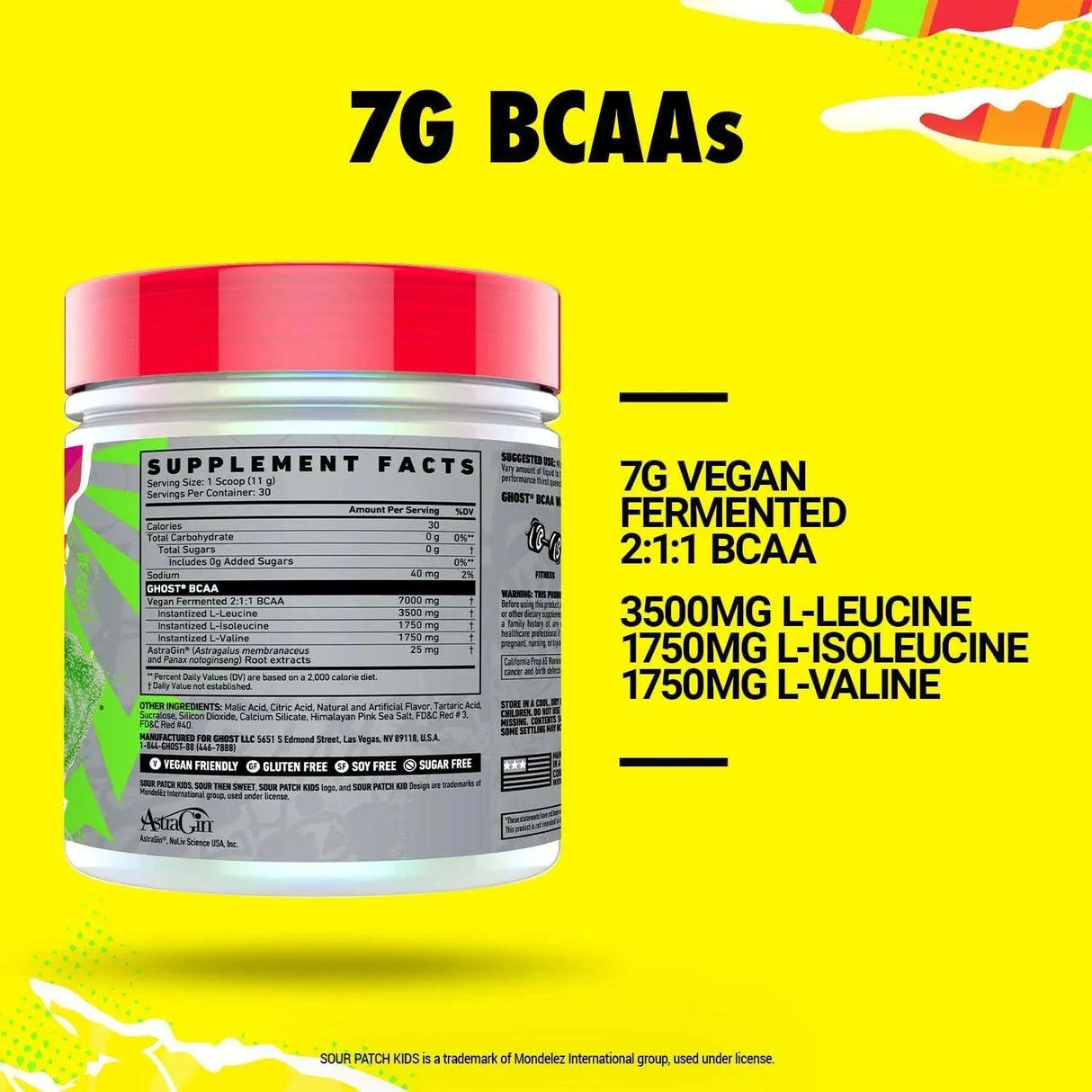 GHOST - GHOST BCAA Powder Amino Acids Sour Patch Kids Watermelon 30 Servicios 330Gr. - The Red Vitamin MX - Suplementos Alimenticios - {{ shop.shopifyCountryName }}