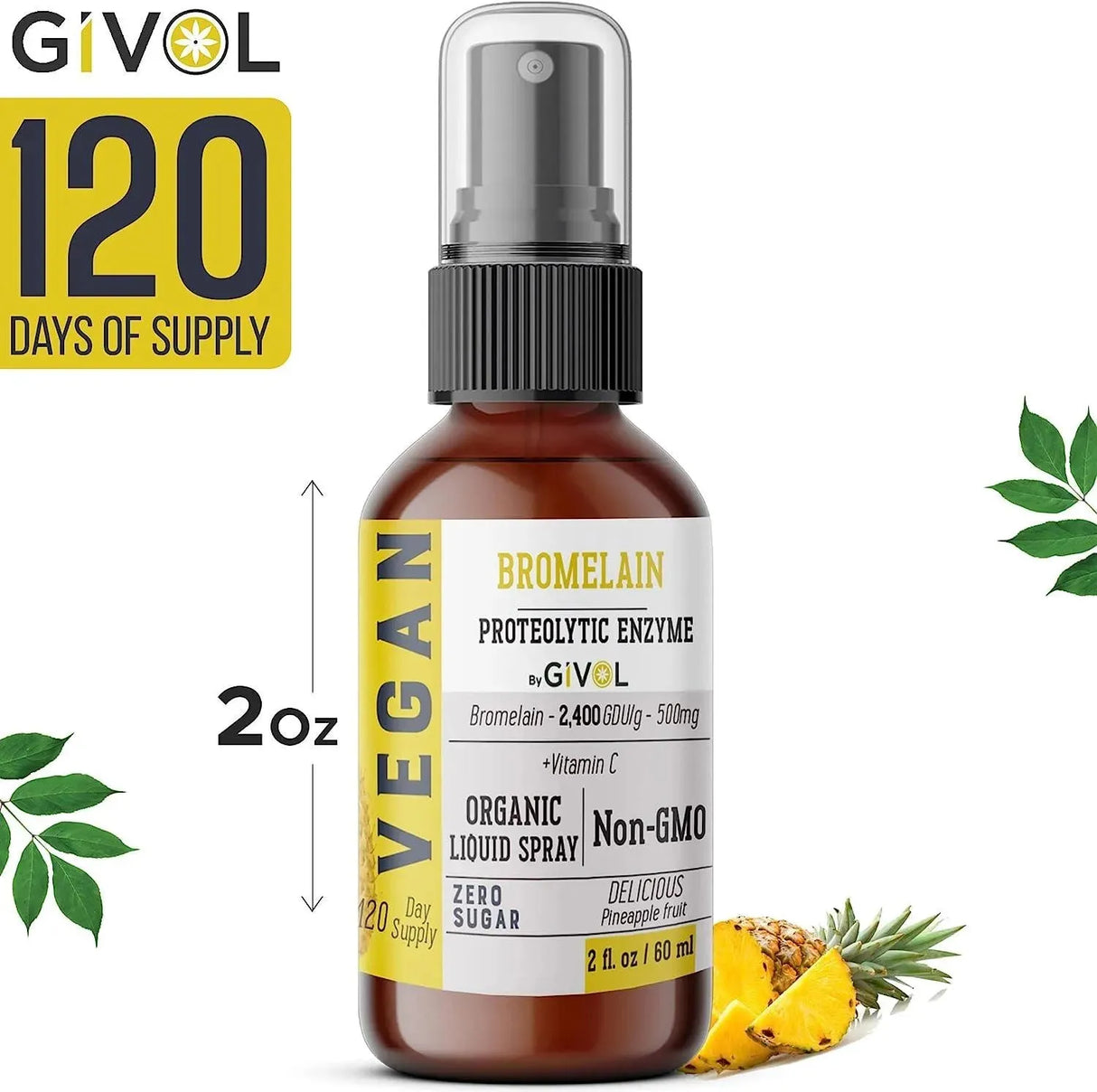 GIVOL - GIVOL Organic Raw Bromelain Mist-Liquid Extract for Kids & Adults 60Ml. - The Red Vitamin MX - Suplementos Alimenticios - {{ shop.shopifyCountryName }}