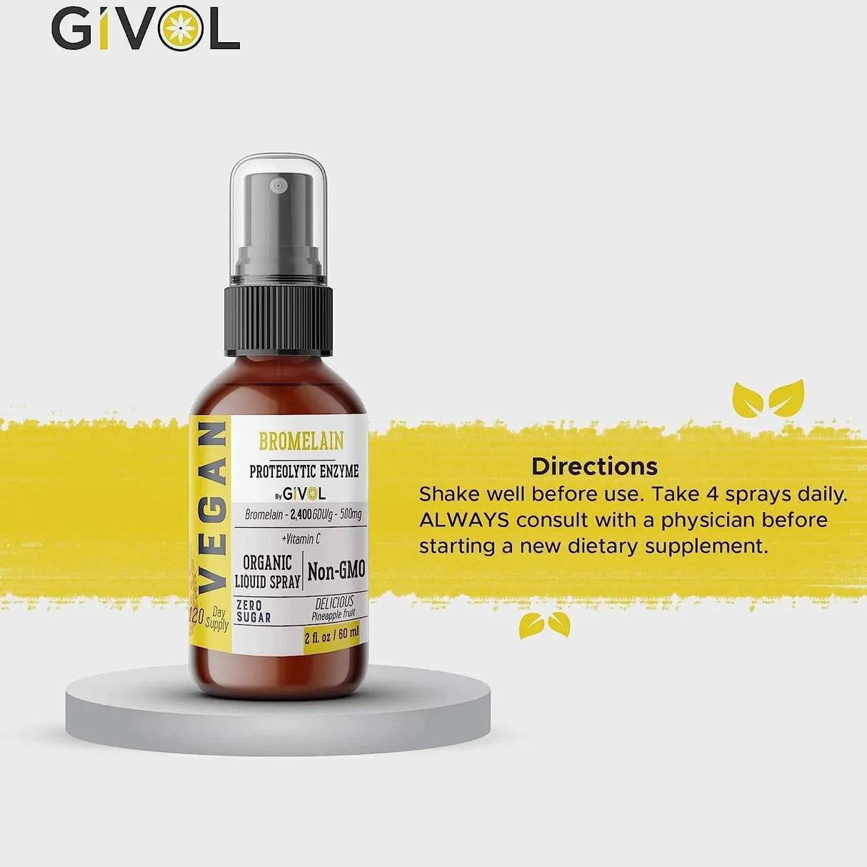 GIVOL - GIVOL Organic Raw Bromelain Mist-Liquid Extract for Kids & Adults 60Ml. - The Red Vitamin MX - Suplementos Alimenticios - {{ shop.shopifyCountryName }}