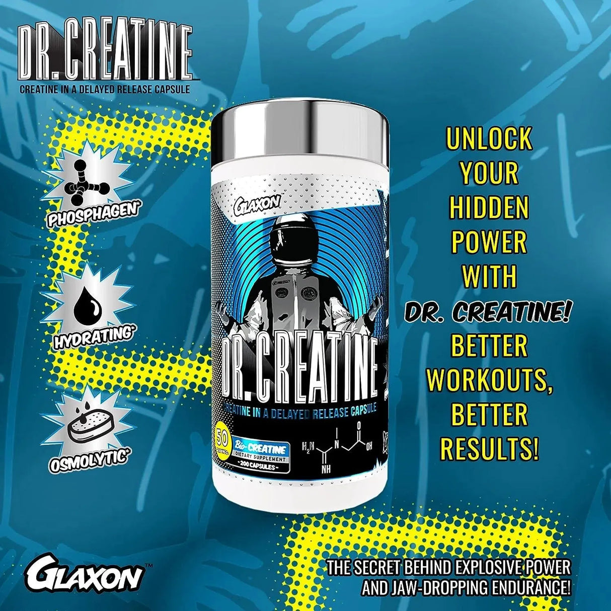 GLAXON - Glaxon Dr. Creatine Creatine Monohydrate 200 Capsulas - The Red Vitamin MX - Suplementos Alimenticios - {{ shop.shopifyCountryName }}