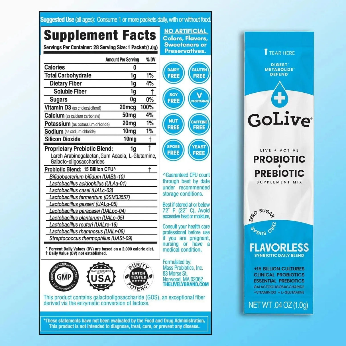 GOLIVE - GoLIVE PROBIOTIC + PREBIOTIC SYNBIOTIC POWDER BLEND 28 Paquetes - The Red Vitamin MX - Suplementos Alimenticios - {{ shop.shopifyCountryName }}