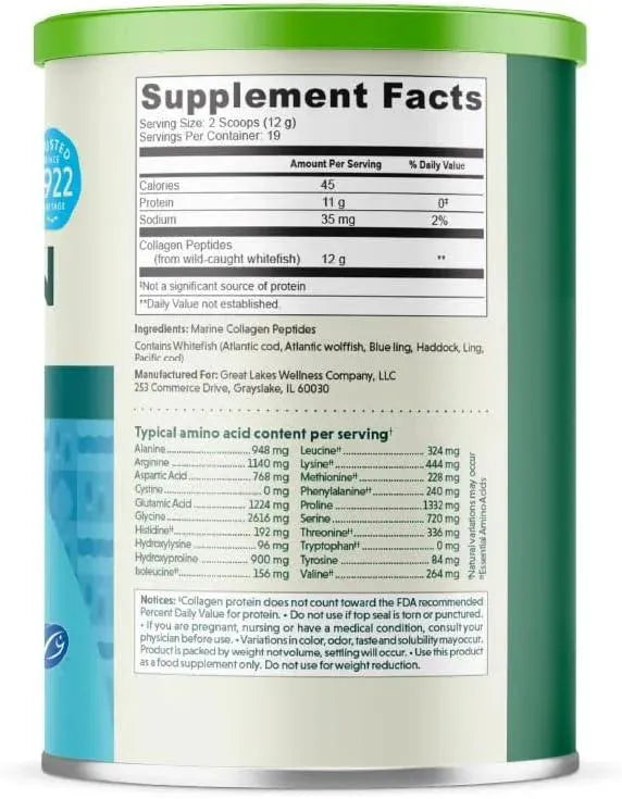 GREAT LAKES - Great Lakes Wellness Marine Collagen Peptides 227Gr. - The Red Vitamin MX - Suplementos Alimenticios - {{ shop.shopifyCountryName }}