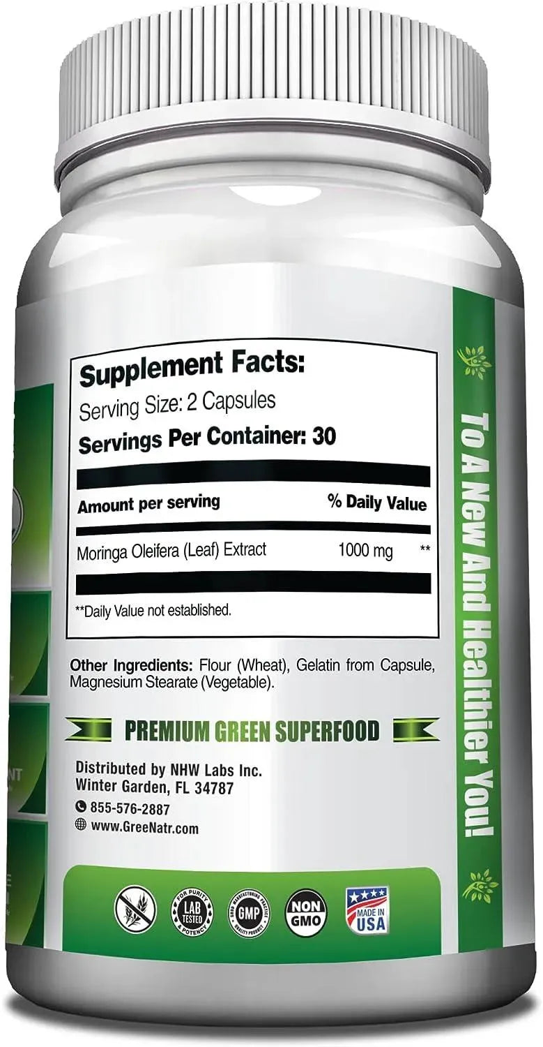 GREENATR - GreeNatr Pure Moringa Oleifera Leaf Extract Veggie 1000Mg. 60 Capsulas 3 Pack - The Red Vitamin MX - Suplementos Alimenticios - {{ shop.shopifyCountryName }}
