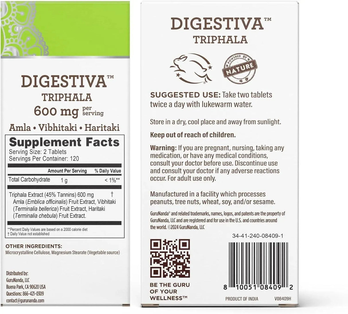 GURUNANDA - GuruNanda Digestiva Triphala Supports Digestion 240 Tabletas - The Red Vitamin MX - Suplementos Alimenticios - {{ shop.shopifyCountryName }}