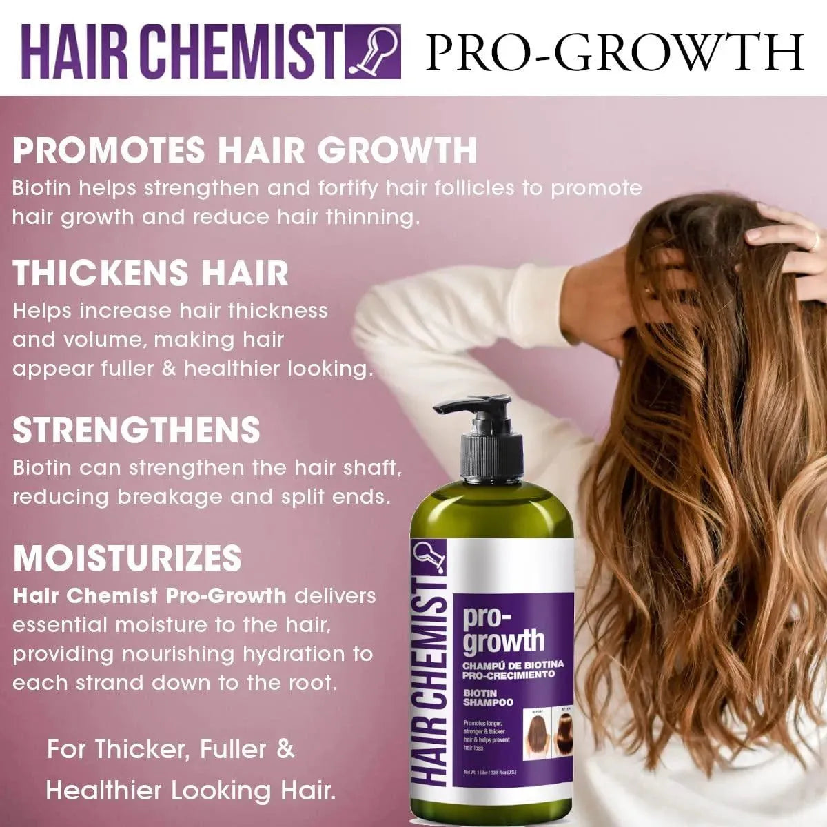 HAIR CHEMIST - Hair Chemist Pro-Growth Shampoo with Biotin 1 Lt. - The Red Vitamin MX - Shampoo Para Cabello - {{ shop.shopifyCountryName }}