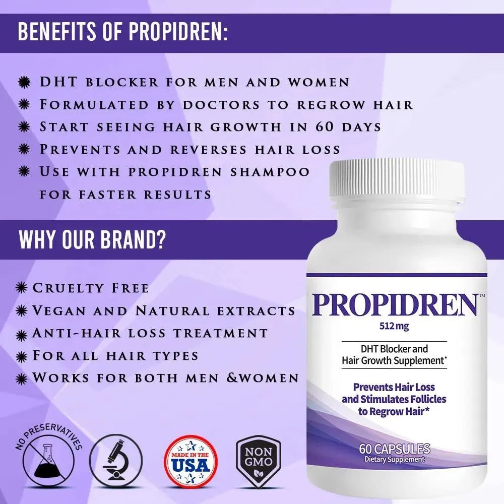 HAIRGENICS - Propidren by HairGenics DHT Blocker & Hair Growth 60 Capsulas - The Red Vitamin MX - Suplementos Alimenticios - {{ shop.shopifyCountryName }}